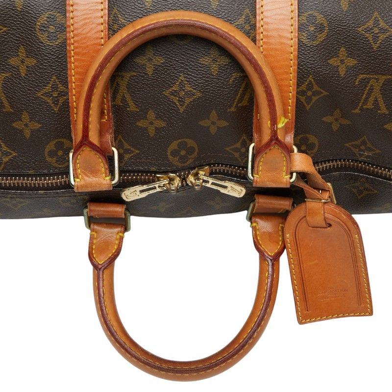Louis Vuitton Monogram Keepall Bandouliere 45 Boston Bag 2-Way Brown Leather — view 8