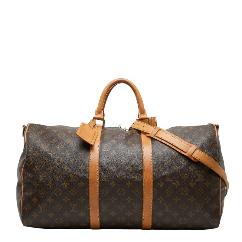 Louis Vuitton Monogram Keepall Bandouliere 50 Boston Bag 2-Way Brown Leather