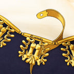 Hermes Carre 90 Yellow Gold Knight les Cavaliers D'or Scarf White Navy Silk — view 6