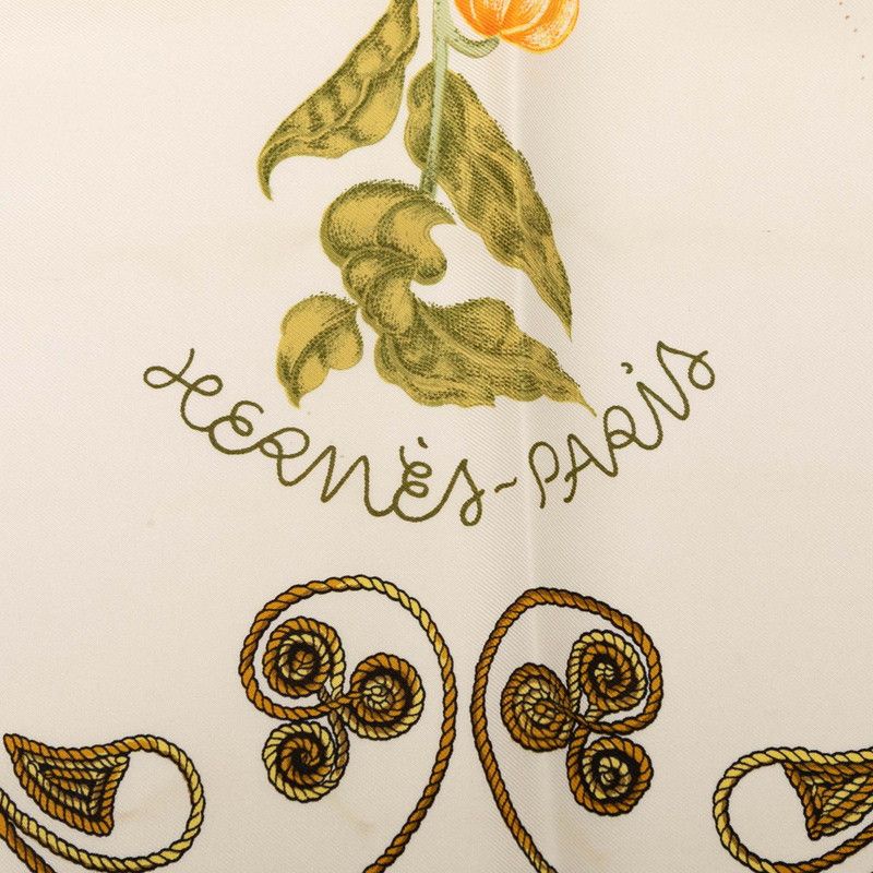 Hermes Carre 90 Arabesques Scarf White Multicolor Silk — view 5