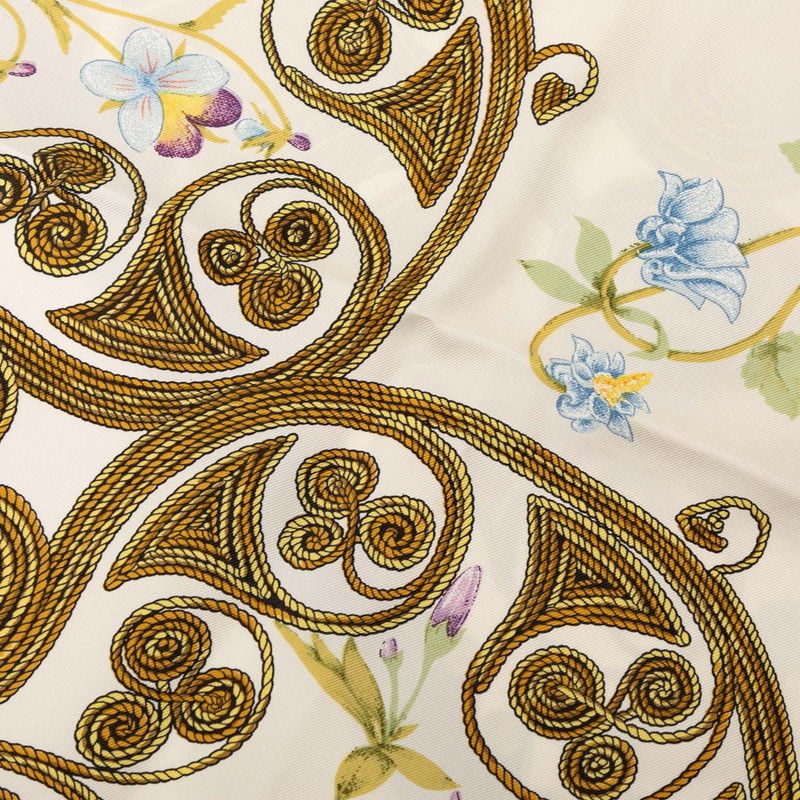 Hermes Carre 90 Arabesques Scarf White Multicolor Silk — view 3