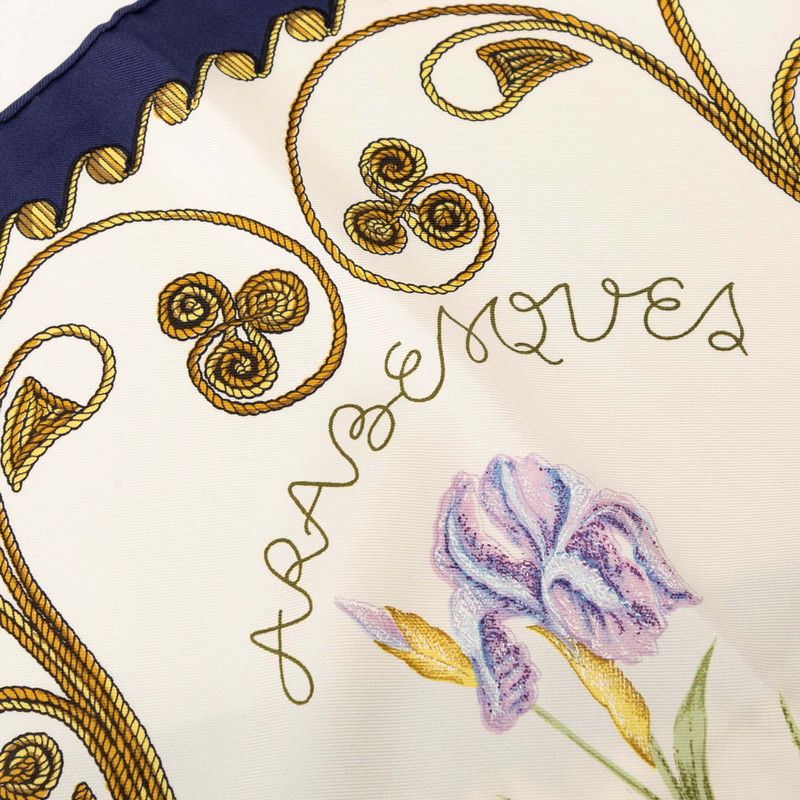 Hermes Carre 90 Arabesques Scarf White Multicolor Silk — view 4