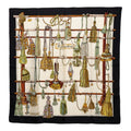 Hermes Carre 90 Pasementerie String Decoration Scarf White Black Silk
