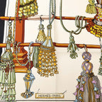 Hermes Carre 90 Pasementerie String Decoration Scarf White Black Silk — view 4