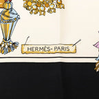 Hermes Carre 90 Pasementerie String Decoration Scarf White Black Silk — view 3