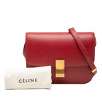 Celine Classic Box Crossbody Shoulder Bag Red Leather — view 7