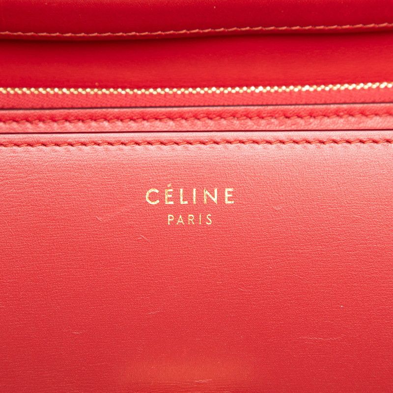 Celine Classic Box Crossbody Shoulder Bag Red Leather — view 5