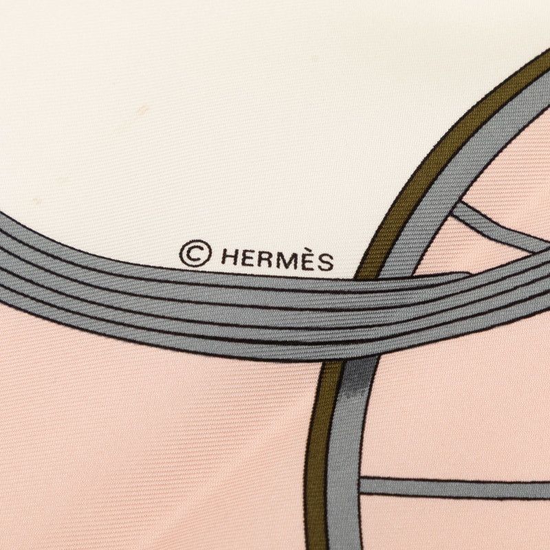 Hermes Carre 90 Spring Scarf Pink White Silk — view 6