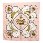 Hermes Carre 90 Spring Scarf Pink White Silk