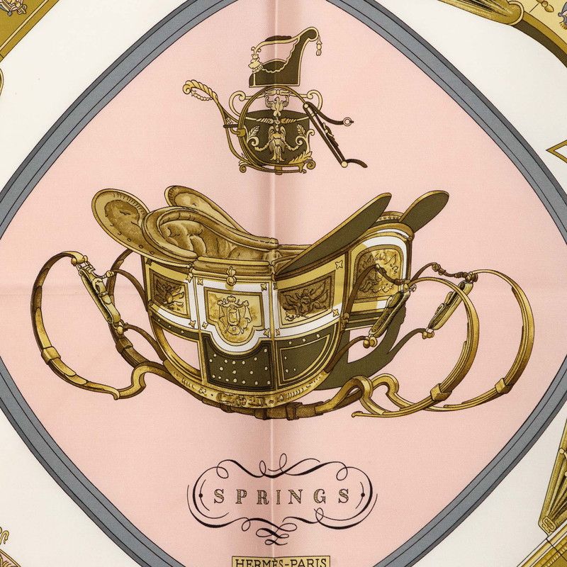 Hermes Carre 90 Spring Scarf Pink White Silk — view 2