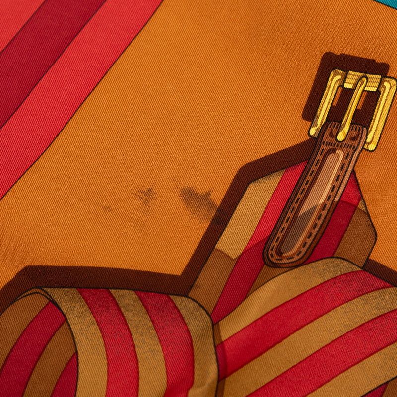 Hermes Carre 90 les Sangles Scarf Brown Silk — view 6