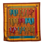 Hermes Carre 90 les Sangles Scarf Brown Silk