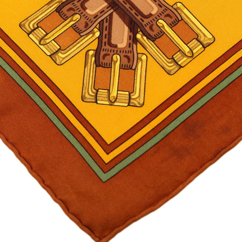 Hermes Carre 90 les Sangles Scarf Brown Silk — view 8