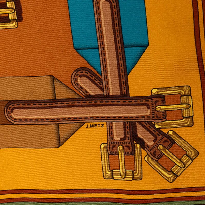Hermes Carre 90 les Sangles Scarf Brown Silk — view 5
