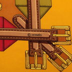 Hermes Carre 90 les Sangles Scarf Brown Silk — view 3