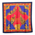 Hermes Carre 90 les Bissone de Venise Venice Ship Festival Scarf Red Blue Silk