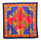 Hermes Carre 90 les Bissone de Venise Venice Ship Festival Scarf Red Blue Silk