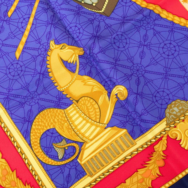 Hermes Carre 90 les Bissone de Venise Venice Ship Festival Scarf Red Blue Silk — view 6