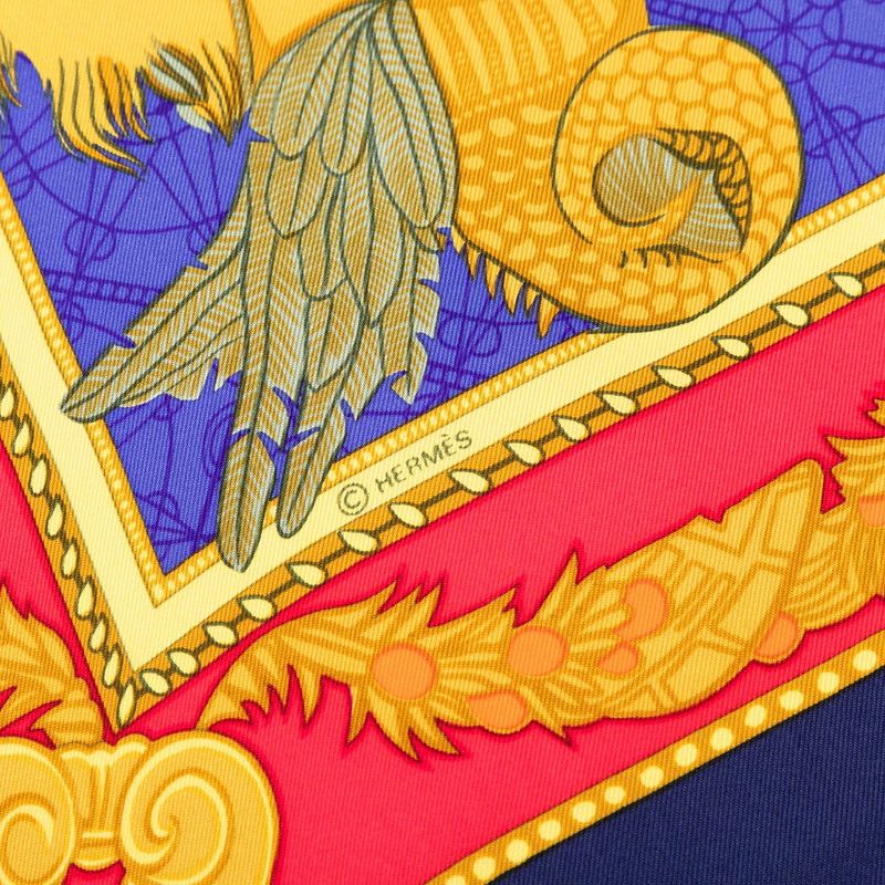 Hermes Carre 90 les Bissone de Venise Venice Ship Festival Scarf Red Blue Silk — view 4