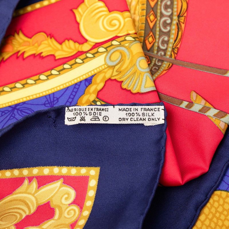 Hermes Carre 90 les Bissone de Venise Venice Ship Festival Scarf Red Blue Silk — view 8