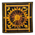 Hermes Carre 90 Cuillers D'afrique African Spoon Scarf Black Brown Silk