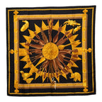Hermes Carre 90 Cuillers D'afrique African Spoon Scarf Black Brown Silk
