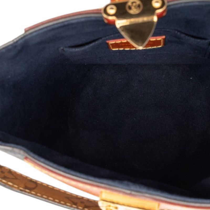 Louis Vuitton Monogram Reverse Duffle 2-Way Shoulder Bag Navy Brown Leather — view 4