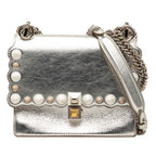 Fendi Mini Canai Chain Shoulder Bag Silver Leather