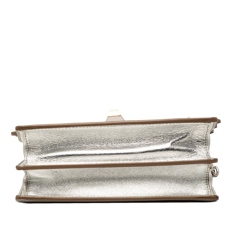 Fendi Mini Canai Chain Shoulder Bag Silver Leather — view 3