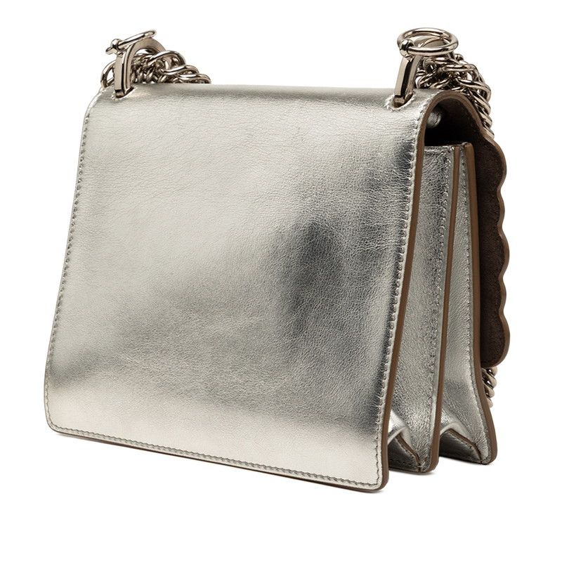 Fendi Mini Canai Chain Shoulder Bag Silver Leather — view 2