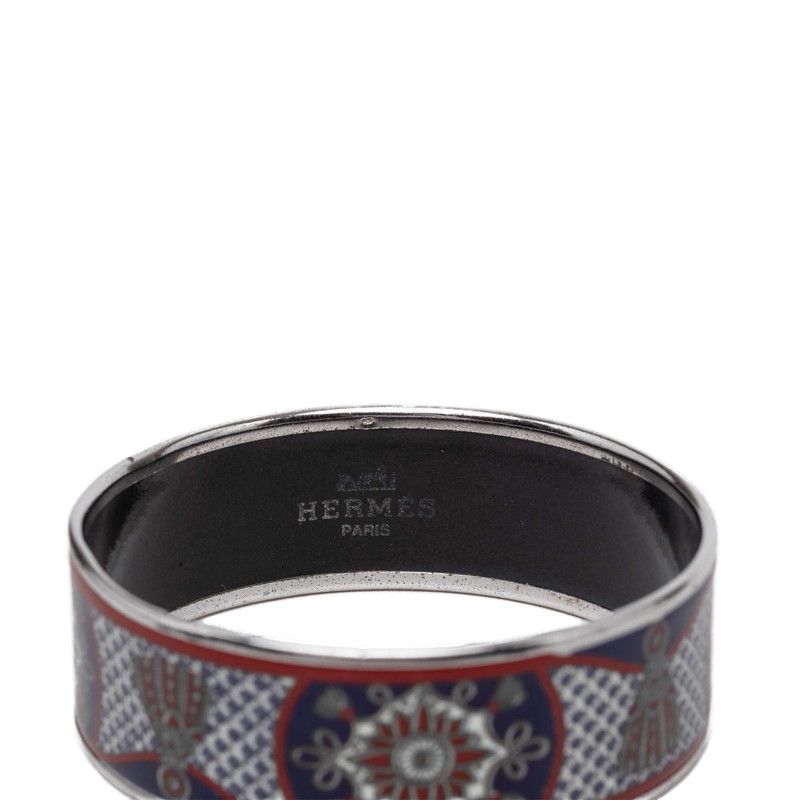 Hermes Enamel GM Cloisonne Bangle Silver Multicolor Metal 1- Bracelet — view 4