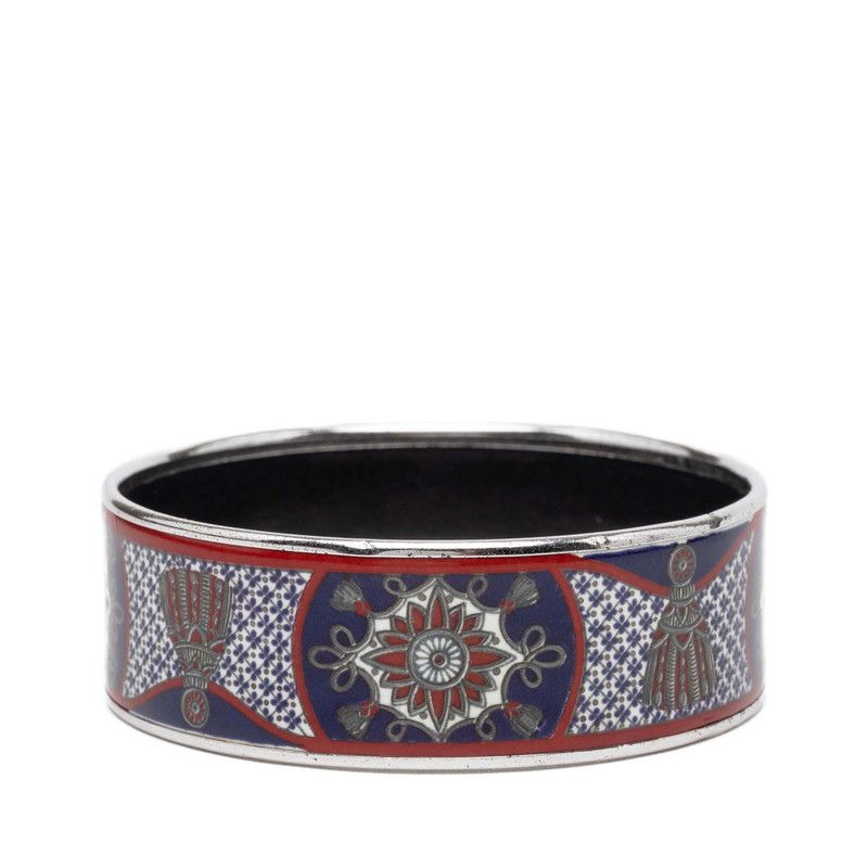 Hermes Enamel GM Cloisonne Bangle Silver Multicolor Metal 1- Bracelet — view 3