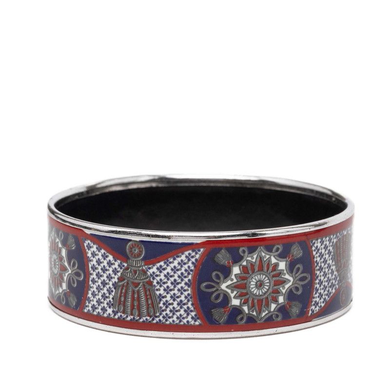 Hermes Enamel GM Cloisonne Bangle Silver Multicolor Metal 1- Bracelet — view 2