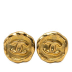 Chanel CC Logo Vintage Earrings Gold Plated