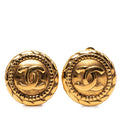 Chanel CC Logo Vintage Earrings Gold Plated