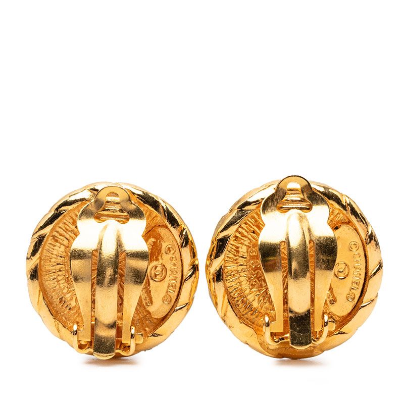 Chanel CC Logo Vintage Earrings Gold Plated — view 2