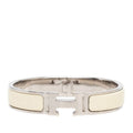 Hermes Click PM Bangle Bracelet Ivory Silver Metal Enamel