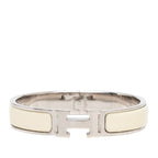 Hermes Click PM Bangle Bracelet Ivory Silver Metal Enamel