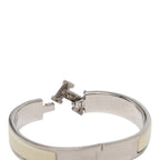 Hermes Click PM Bangle Bracelet Ivory Silver Metal Enamel — view 4