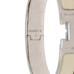 Hermes Click PM Bangle Bracelet Ivory Silver Metal Enamel — view 5