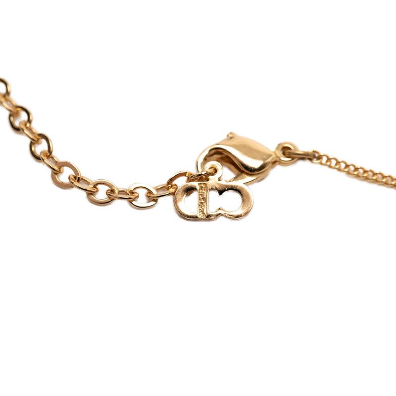 Dior CD Logo Chain Pendant Gold Plated Rhinestone — view 4