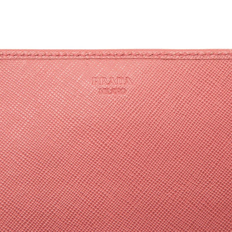 Prada Saffiano Crossbody Chain Wallet 2-Way Clutch Shoulder Bag Pink Leather — view 5