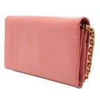 Prada Saffiano Crossbody Chain Wallet 2-Way Clutch Shoulder Bag Pink Leather — view 2