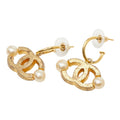 Chanel CC Logo Earrings Gold Plated Faux Pearl