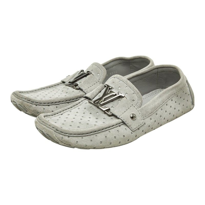 Louis Vuitton Monte Carlo Loafers Driving Shoes Gray Suede
