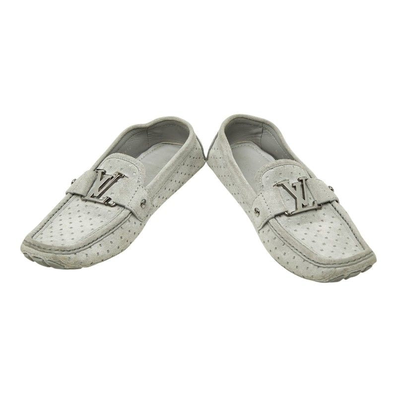 Louis Vuitton Monte Carlo Loafers Driving Shoes Gray Suede — view 4