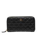 Chanel CC Logo Quilted Zip Around Wallet Black Caviar Leather