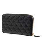 Chanel CC Logo Quilted Zip Around Wallet Black Caviar Leather — view 2