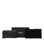 Chanel CC Logo Quilted Zip Around Wallet Black Caviar Leather — view 7