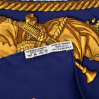Hermes Carre 90 Marine Et Cavalerie Sea and Cavalry Scarf Large Blue Silk — view 9